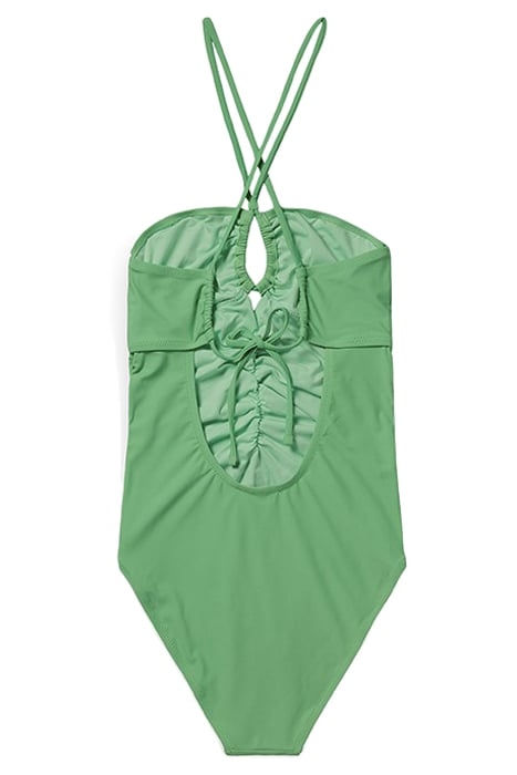 RUCHED FRONT HALTER SWIMSUIT BRIGHT PARAKEET 2