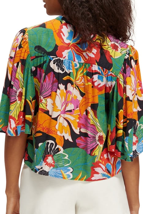 FLUTTER SLEEVE LINEN BLEND SHIRT FLORAL 4