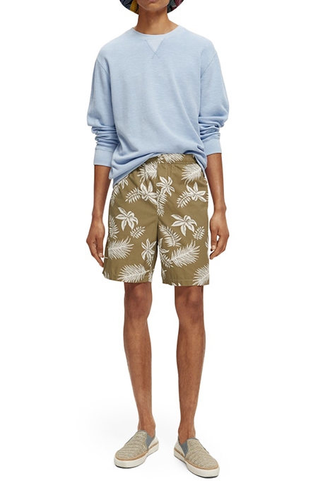 SEASONAL RELAXED STRAIGHT - PRINTED POPLIN BERMUDA KHAKI LEA 6