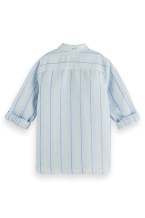 YARN-DYED LONG-SLEEVED LINEN SHIRT BLUE STRIPE 3