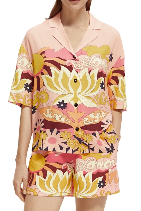 CAMP SHIRT WITH PLACED PRINT BLUSH PEACH 2