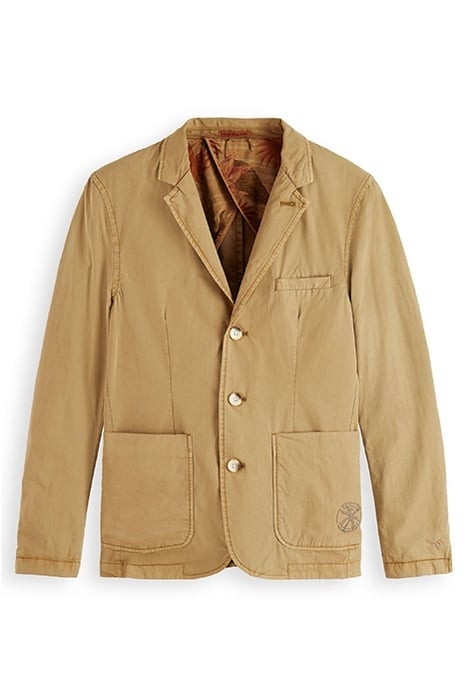 GARMENT-DYED POPLIN BLAZER CONTAINS ORGANIC COTTON WALNUT 1