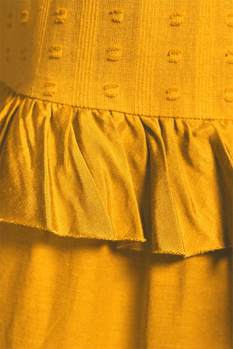 MAXI DRESS WITH RUFFLES IN COTTON SILK QUALITY MIX MUSTARD 6