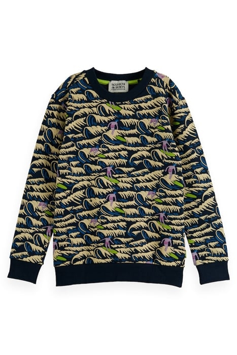COTTON IN CONVERSION ALL-OVER PRINTED CREWNECK SWEATSHIRT BL 1