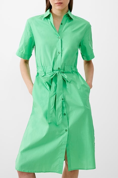 POPLIN TIE SHIRT DRESS MIDI POISE GREEN 1