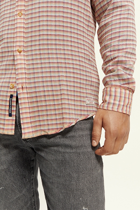 LIGHT WEIGHT VOILE SEERSUCKER SHIRT IN CHECKS WHITE/MULTI CH 5