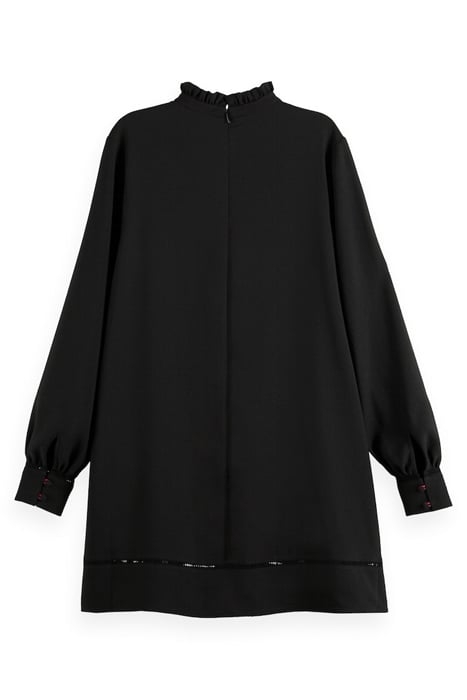 RUFFLED COLLAR MINI DRESS BLACK 8