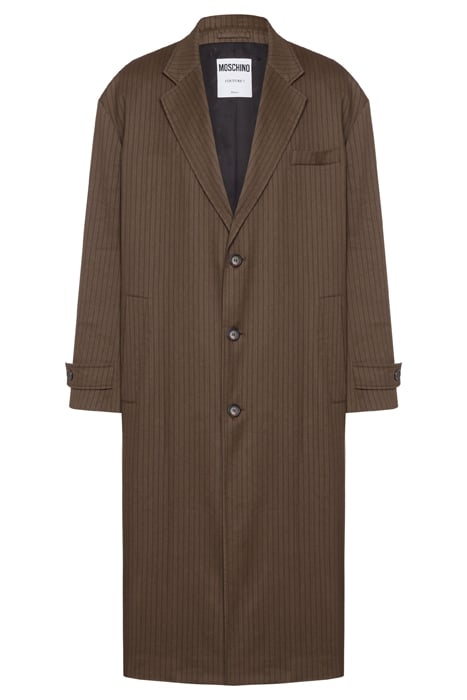 PINSTRIPED COAT IN LINEN AND VISCOSE BROWN 3
