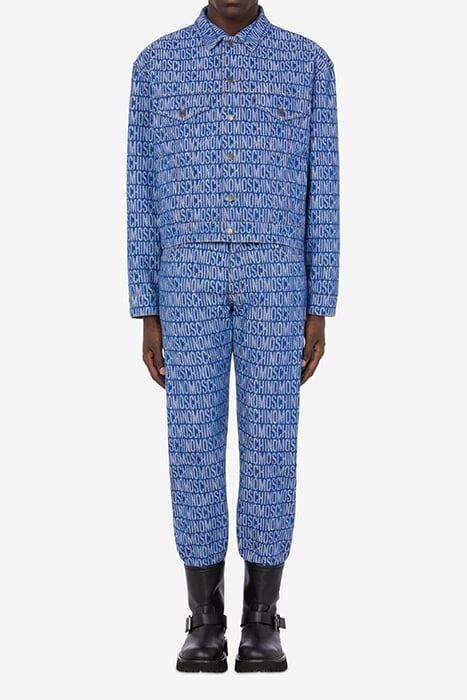 ALLOVER LOGO JACQUARD DENIM JACKET BLUE 1