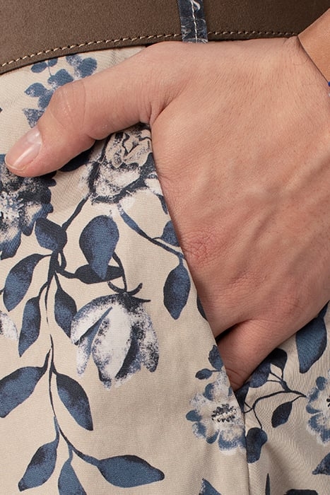 BLUE FLOWER PRINT PLEAT SHORT 5