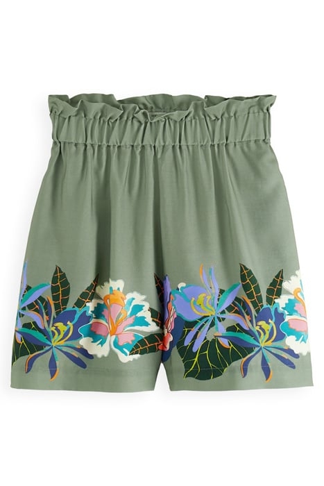 HIGH RISE PRINTED TENCEL TENNIS SHORTS GREEN TENNIS AOP 1