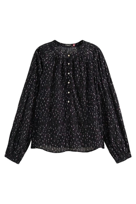 POPOVER WITH PINTUCK SLEEVE IKAT RAIN 1