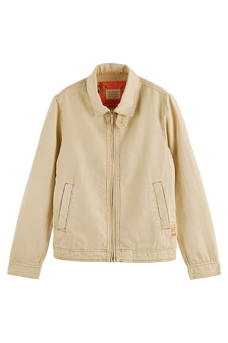 SHORT GARMENT-DYED COTTON-LINEN JACKET SAND 1