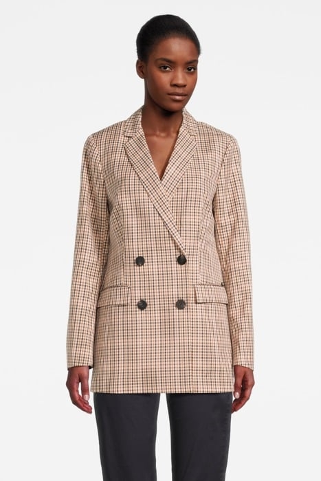 DOUBLE BREASTED TAILORED BLAZER IN YARN DYE CHECK COMBO X 2