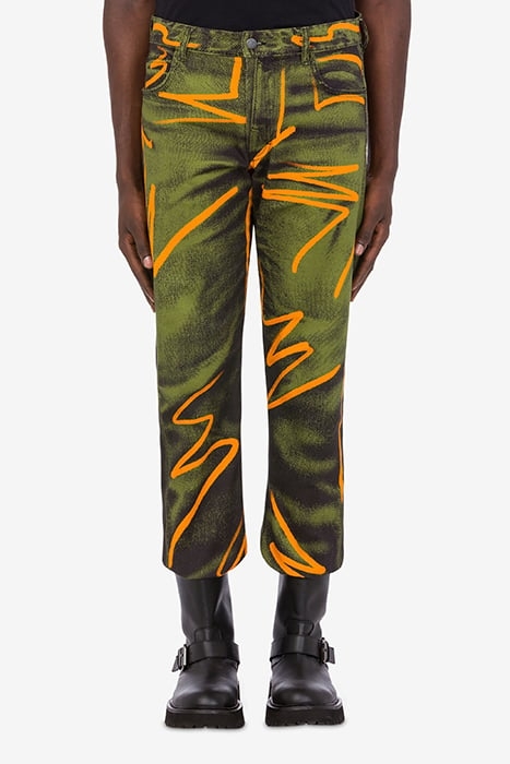 SHADOWS & SQUIGGLES COTTON BULL TROUSERS GREEN 1