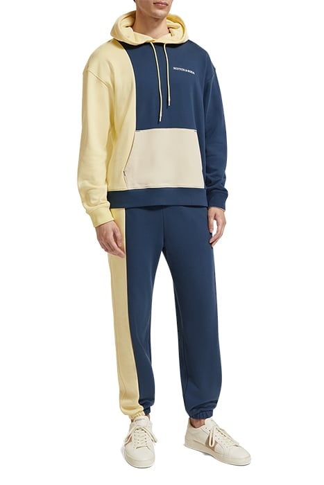 UNISEX - ORGANIC COTTON COLOURBLOCK HOODIE STORM BLUE/GLOW C 6