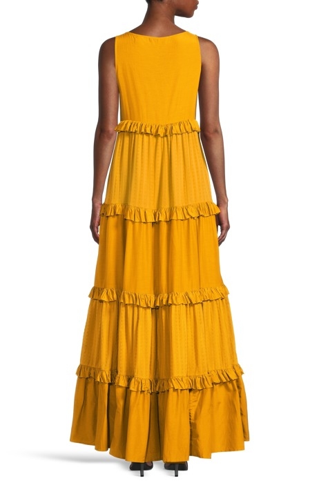 MAXI DRESS WITH RUFFLES IN COTTON SILK QUALITY MIX MUSTARD 3