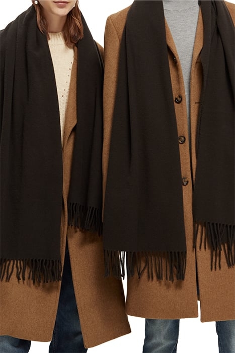 VIRGIN WOOL FRINGED WOVEN SCARF EARTH 3