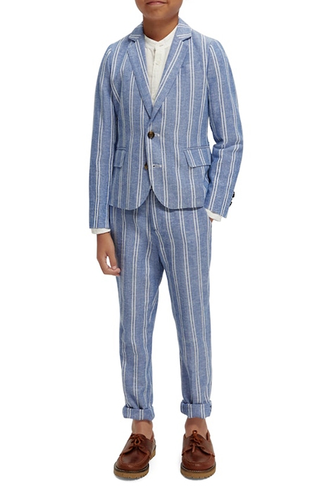 STRIPED COTTON LINEN DRESSED BLAZER BLUE STRIPE 4