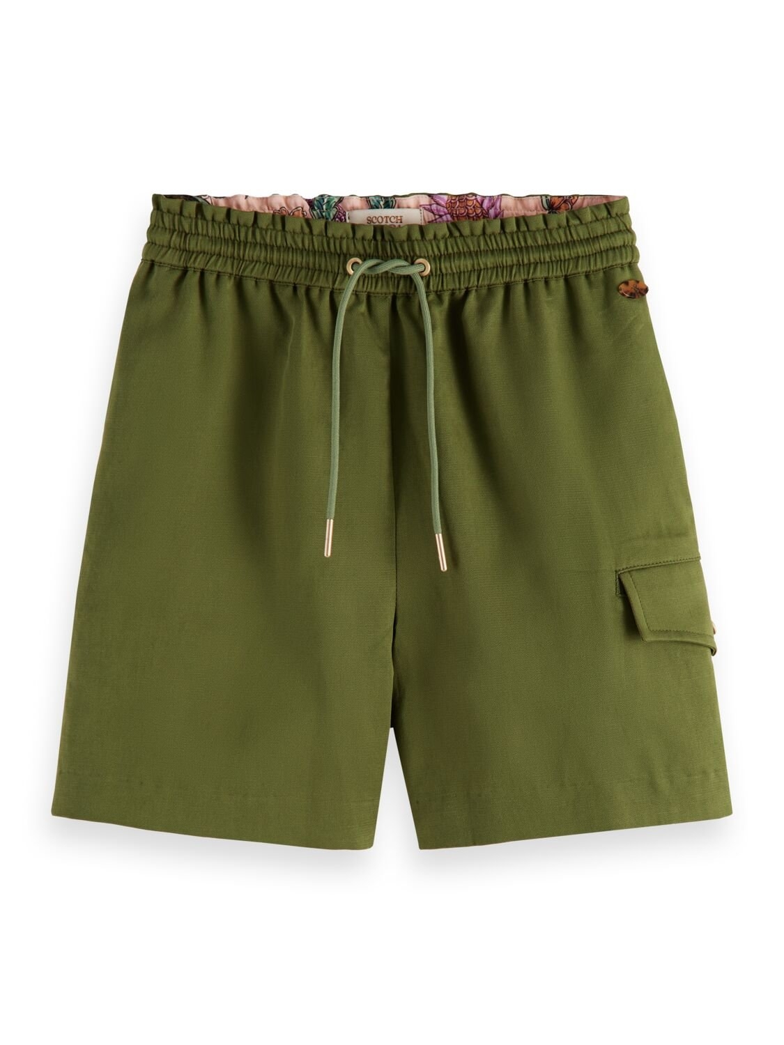 ELASTICATED WAISTBAND POCKET DETAIL SHORTS MILITARY 1