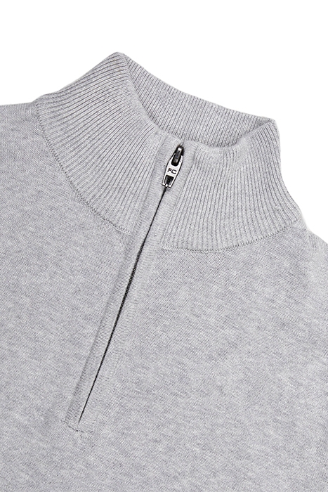 COTTON HALF ZIP LGT.GREY MEL 3