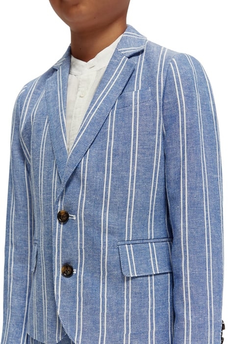 STRIPED COTTON LINEN DRESSED BLAZER BLUE STRIPE 5