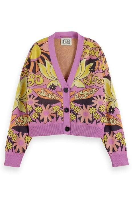 FLOWER JACQUARD CARDIGAN ORCHID PINK 1