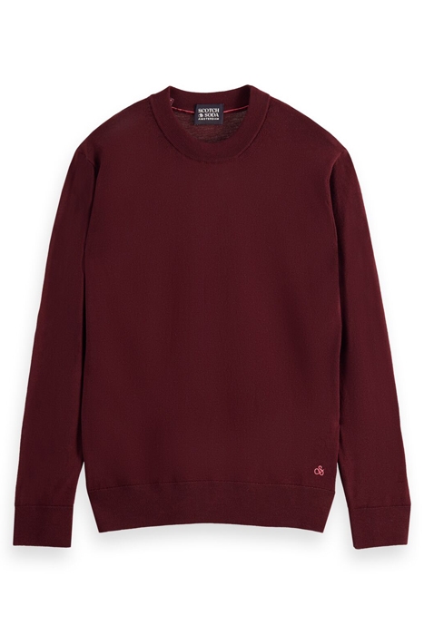 ESSENTIALS - MERINO WOOL LOGO CREWNECK PULLOVER BORDEAUX MEL 1