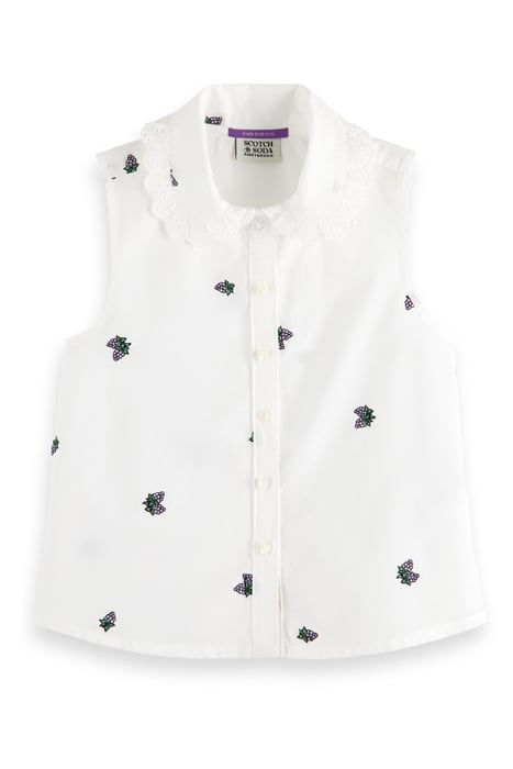 ALL-OVER PRINTED SLEEVELESS COLLAR DETAIL TOP MINI GRAPE 1