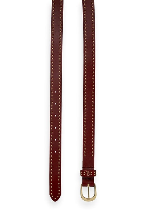 LEATHER BELT WITH STUDS DEEP RASPBERRY 2