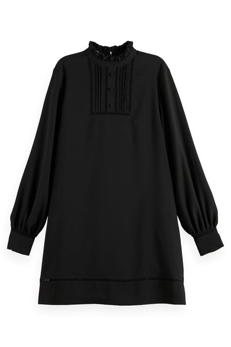 RUFFLED COLLAR MINI DRESS BLACK 1
