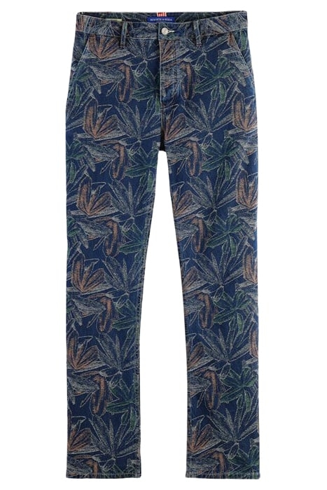 THE VERVE FLORAL JACQUARD DENIM WORKWEAR PANT INDIGO JACQUAR 1