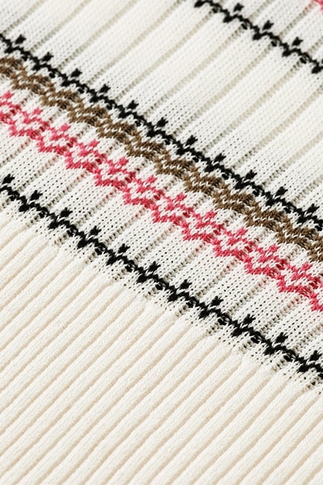 FAIR ISLE STRIPE RUFFLE PULLOVER VANILLA WHITE 6