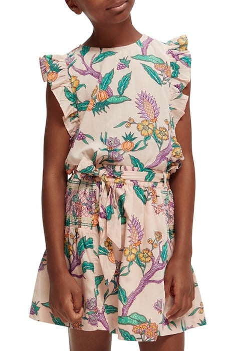 ALL-OVER PRINTED SLEEVELESS RUFFLE DETAIL TOP FLOWER GARDEN 2