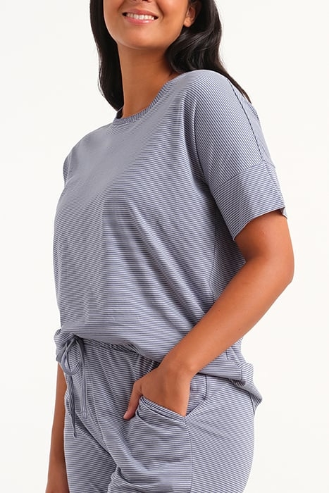 NW TOP TSHIRT LS CLAIRE YARN DYE STRIPE BLUE STRIPED 4