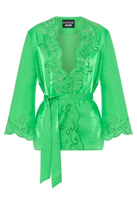 SHIRT WITH AJOUR SASH GREEN 3