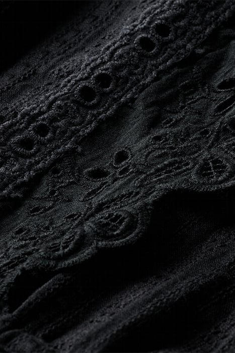 MINI SHIRT DRESS WITH LACE DETAIL IN ORGANIC COTTON BLACK 7