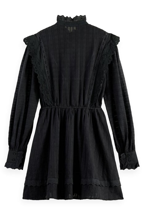 MINI SHIRT DRESS WITH LACE DETAIL IN ORGANIC COTTON BLACK 8