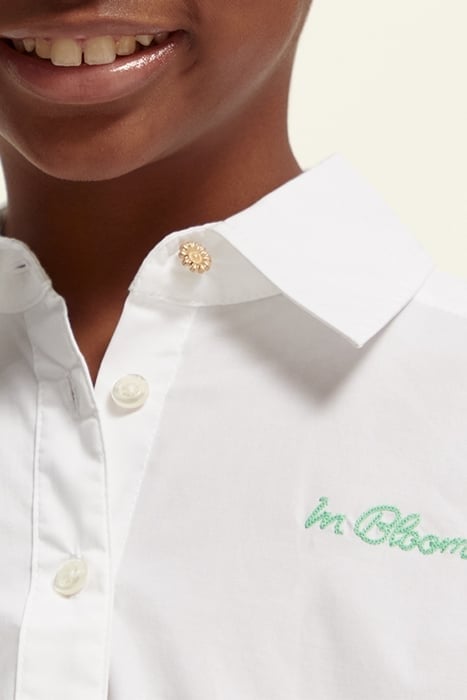 OVERSIZED EMBROIDERY CRISPY COTTON SHIRT WHITE 5