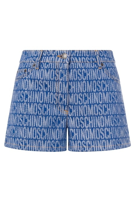 SHORTS IN DENIM ALLOVER LOGO BLUE 3