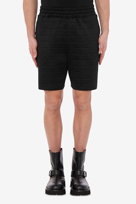 BERMUDA SHORTS IN ALLOVER LOGO JACQUARD FLEECE BLACK 1