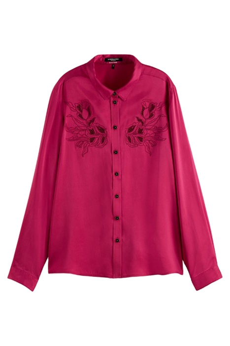 THE JO - EMBROIDERED REGULAR FIT SHIRT IN SILK CHERRY PIE 1