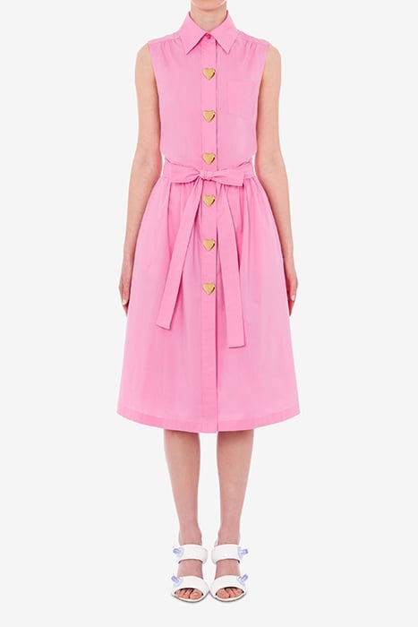HEART BUTTONS STRETCH POPLIN DRESS PINK 1