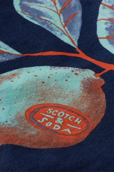 STUART- PRINTED PIMA COTTON CHINO SHORT NAVY FRUITS AOP 3