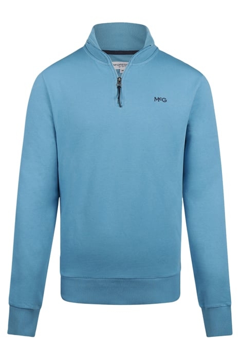 ZIP MOCK SWEATSHIRT DARK AQUA 1