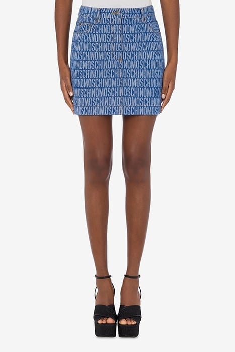 ALLOVER LOGO DENIM MINISKIRT BLUE 1