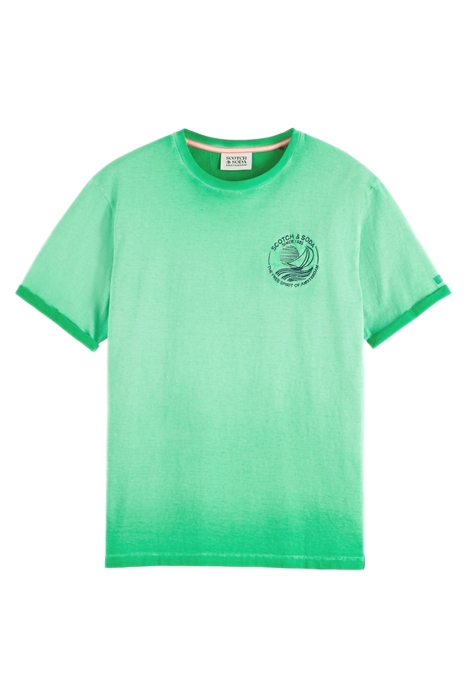 COLD DYE TEE WITH CHEST ARTWORK AMAZON GREEN 1