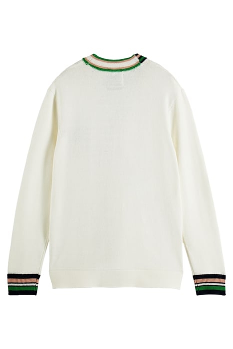 COLLEGE CARDIGAN WITH EMBROIDERY DENIM WHITE 2