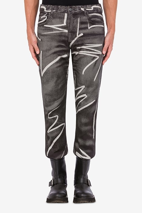 SHADOWS & SQUIGGLES COTTON BULL TROUSERS GREY 1