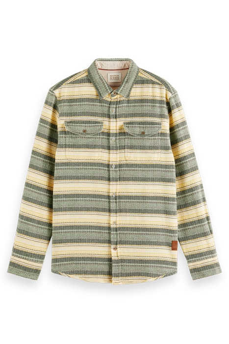 WAFFLE CHECK STRIPE SHIRT MULTI GREEN STRIPE 4
